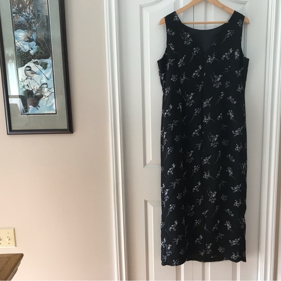 JESSICA Fully Lined Maxi/Midi Black/Gray Sleeveless Floral Dress Large/XL - Picture 1 of 5